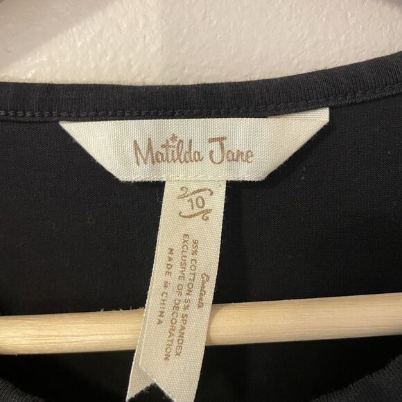 Matilda Jane Perfectly Paired Black Short Sleeve Lap Dress Sz 10 Girls - Picture 3 of 6